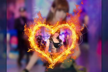 Fire heart photo frame