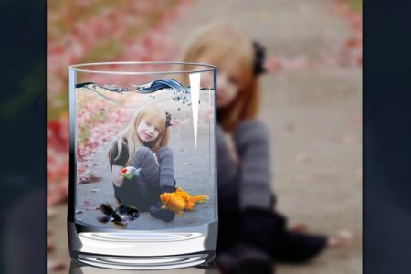 Photo Collage in a glass of water