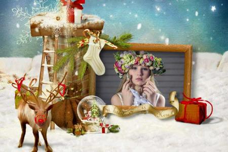 Frame Christmas with Reindeer