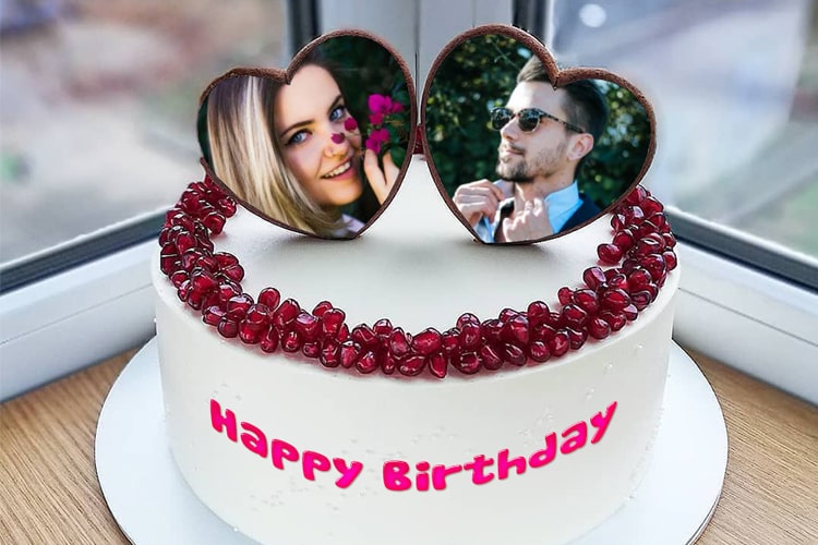 Birthday Cake With Dual Photo Frame For Love