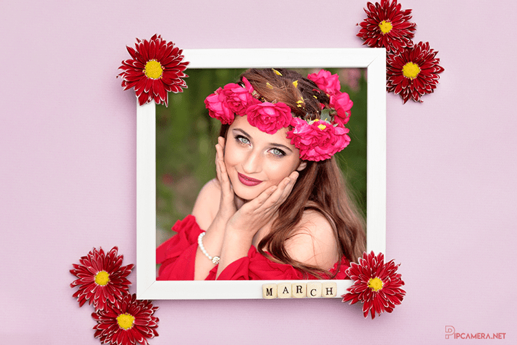 Free floral photo frame online for happy women's day